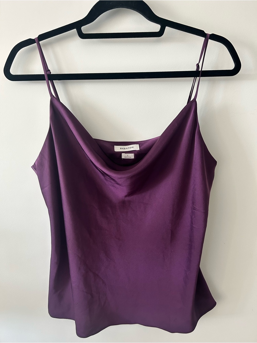 Babaton Plum Satin Cowl Neck Camisole